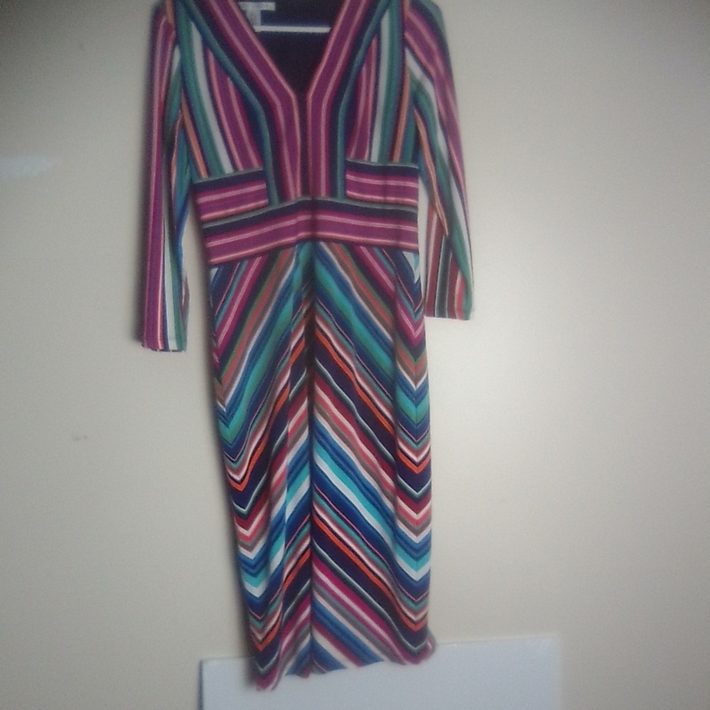 MAGGY LONDON Multicolor Striped Women's Dress SIZE 8 - Picture 4 of 9